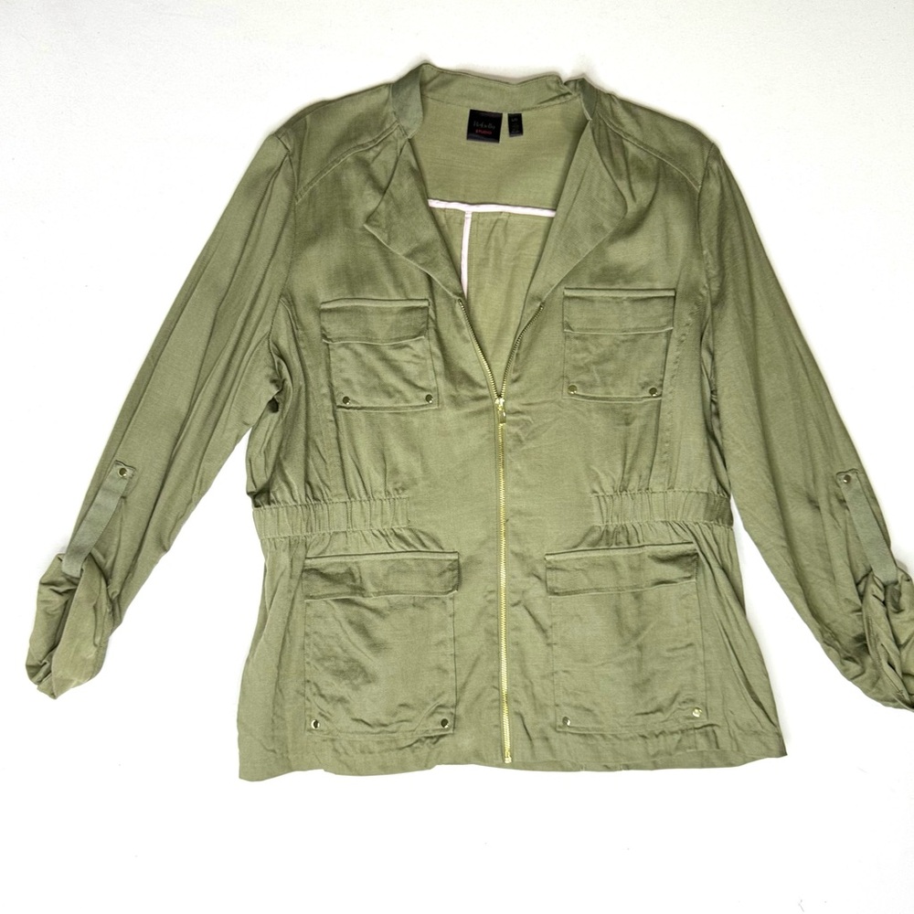 Rafaella Studio Utility Jacket Olive Green Size Large